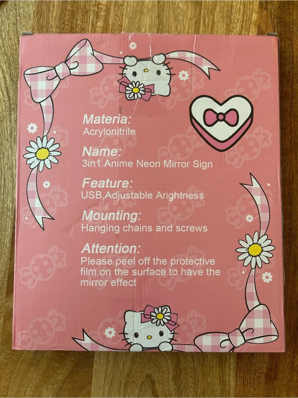 Hello Kitty White Mirror with Pink Bow LED Accent